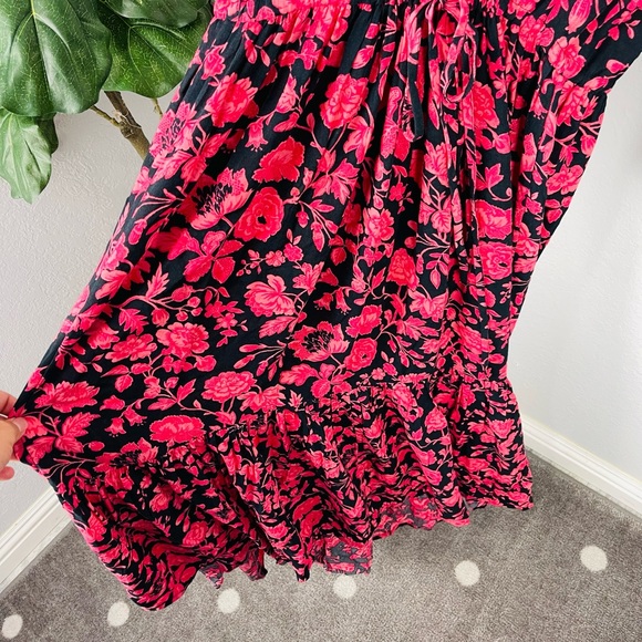 Lucky Brand Ryan Peasant Dress Pink & Black Print - Picture 5 of 7